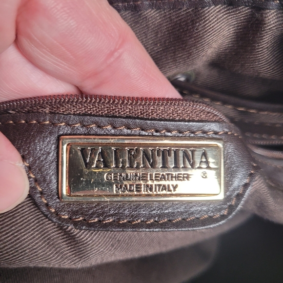 Valentina Orange Brown Genuine Leather Bucket Shoulder Bag Italy - Picture 13 of 13